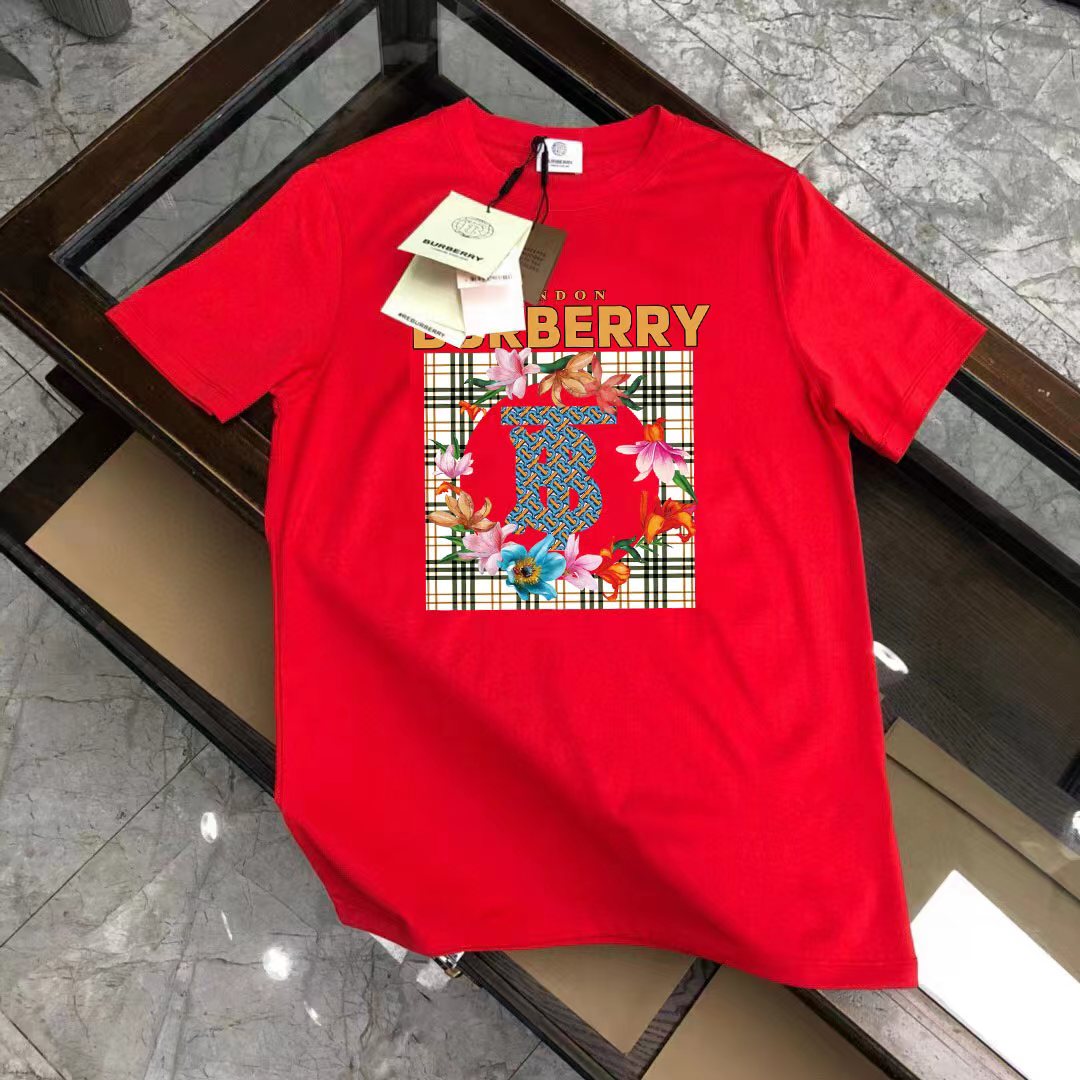 Burberry Summer New Design Unisex Fashion Short Sleeve Classic Logo Printed