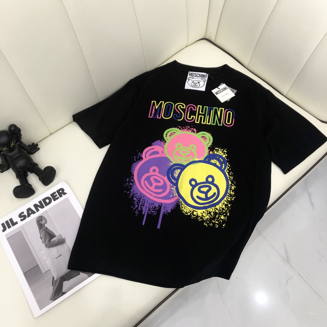 Moschino Cute Bear Printed Cotton Breathable Unisex Classic T-shirt