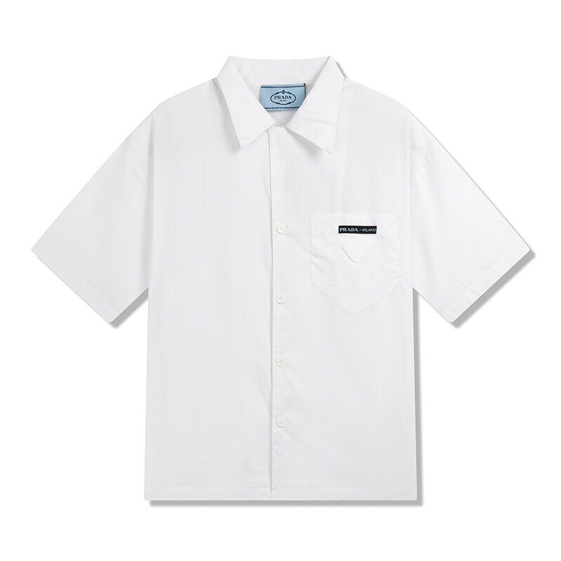 Prada Cotton Versatile White Inverted Triangle Shirt