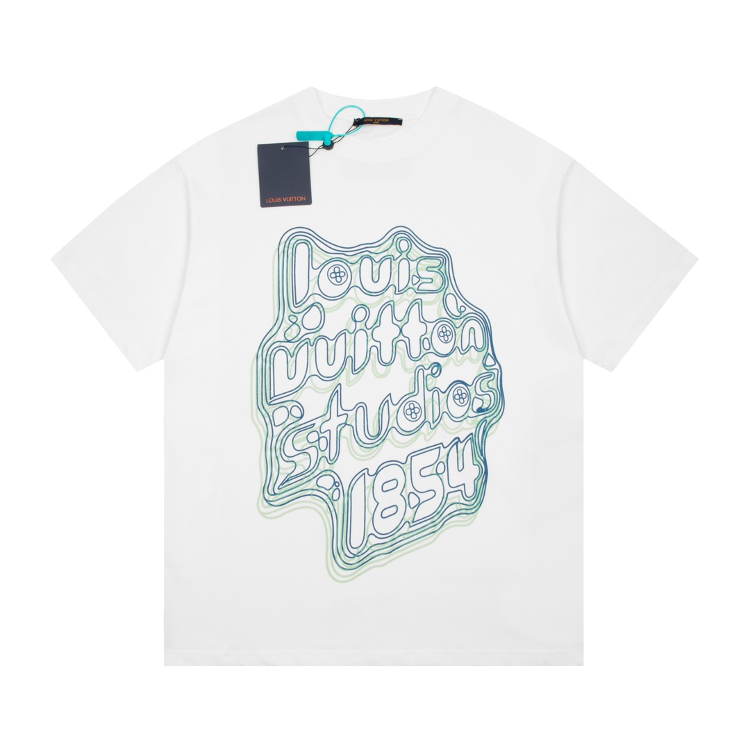 LV Louis Gradient Neon Letter Short Sleeve T-shirt