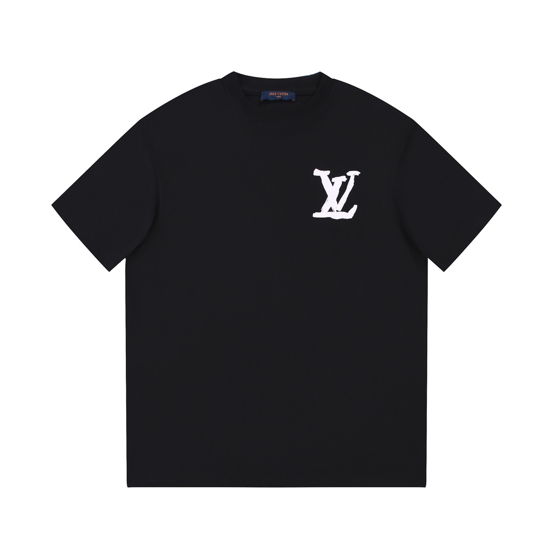 LV Louis Vuitton front and back letter graffiti short sleeved T-shirt