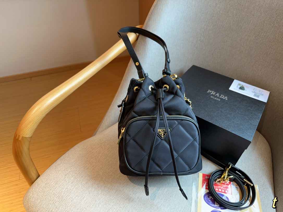 P*A Duet Re-Nylon Regenerated Nylon Diamond Bucket Bag