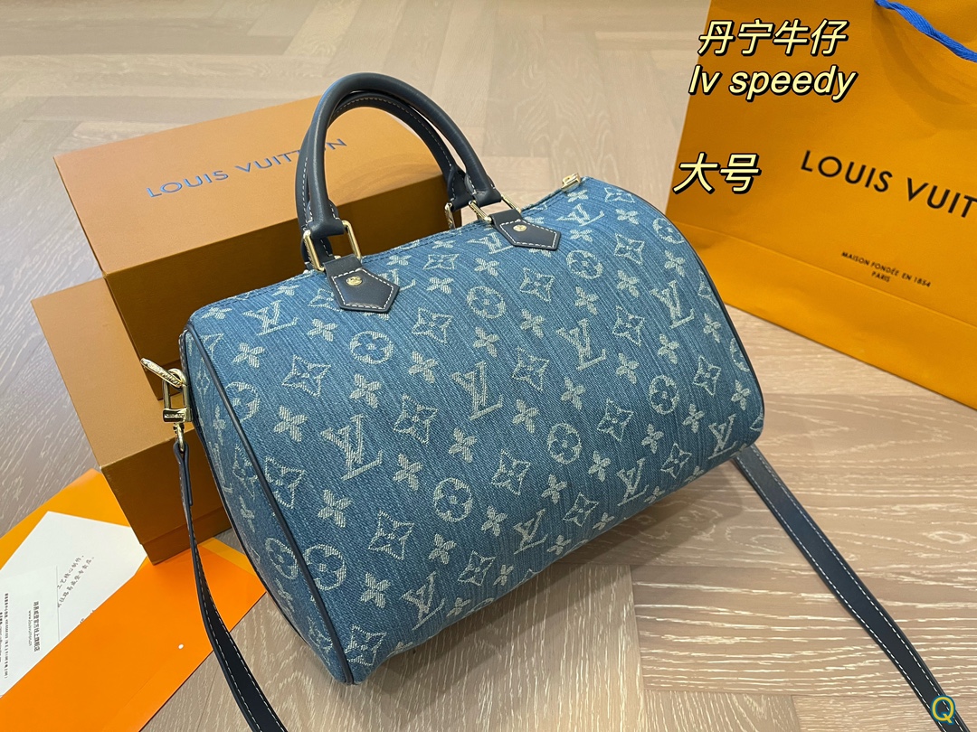 L Style Denim Speedy Bag