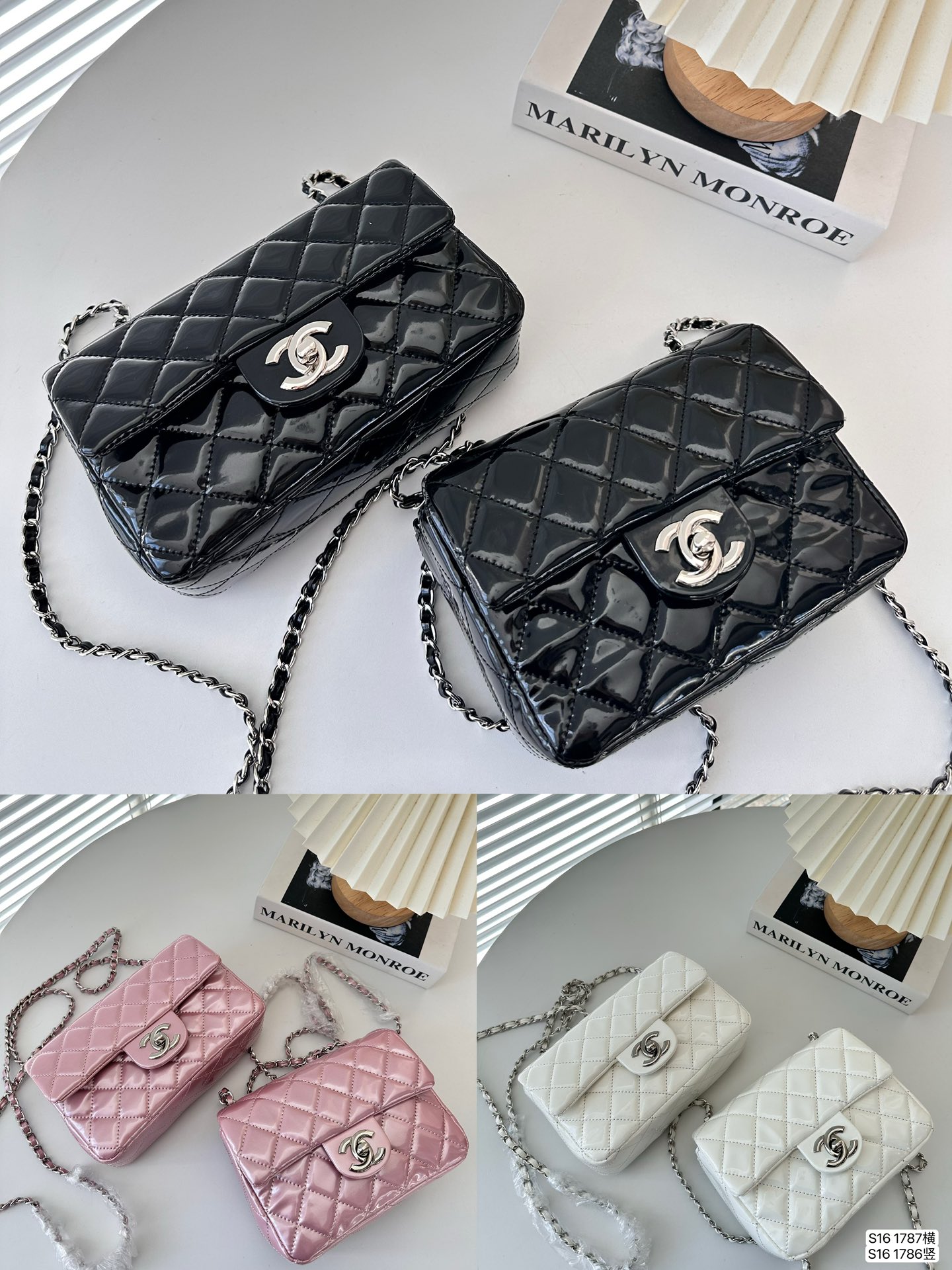 C Style Patent Leather Square Box Bag