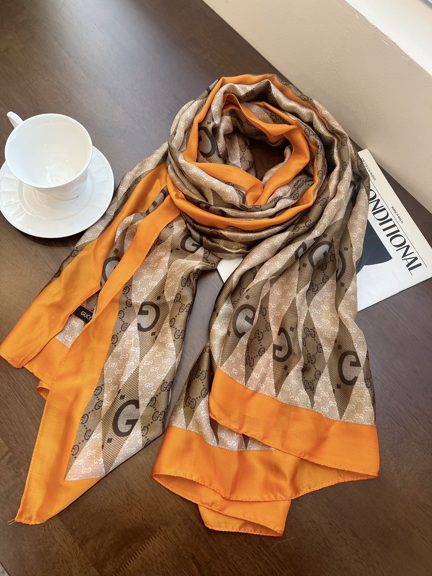 G style Silk satin long scarf size；90*180cm