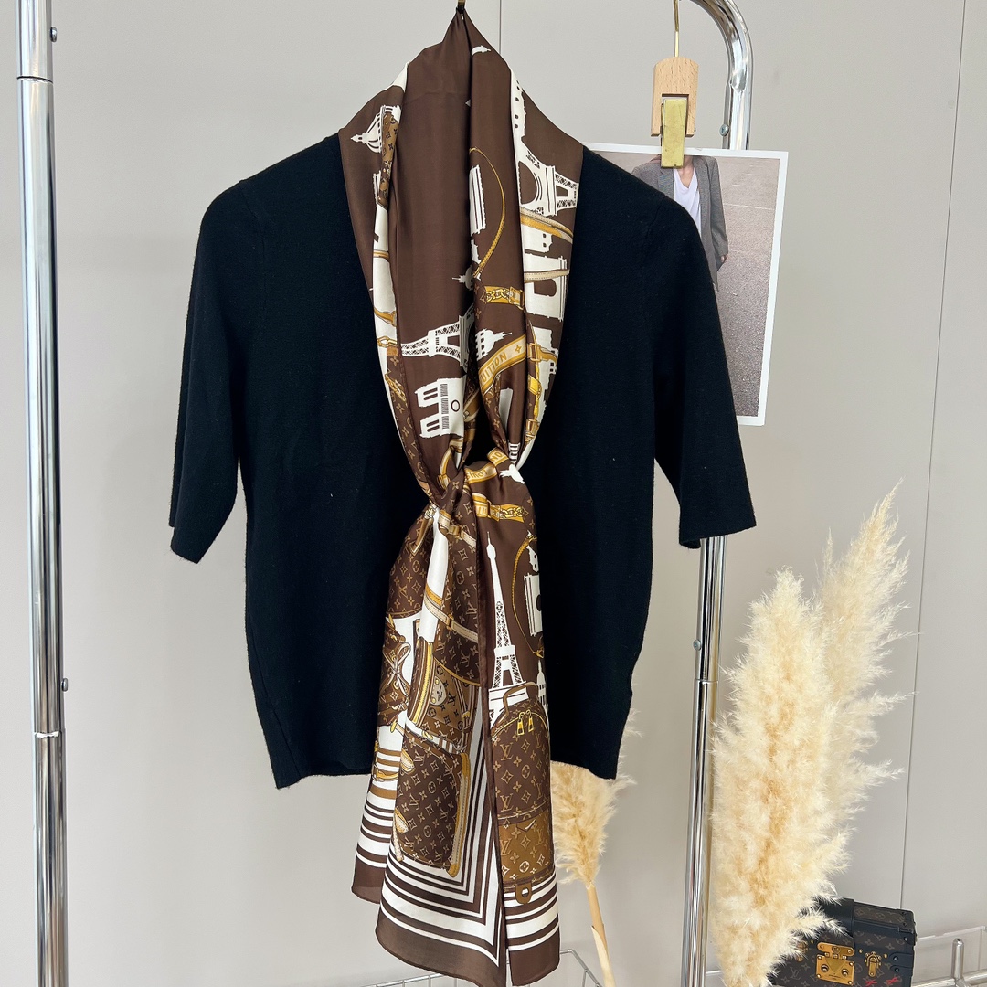 L style Silk satin long scarf, size 90-180cm