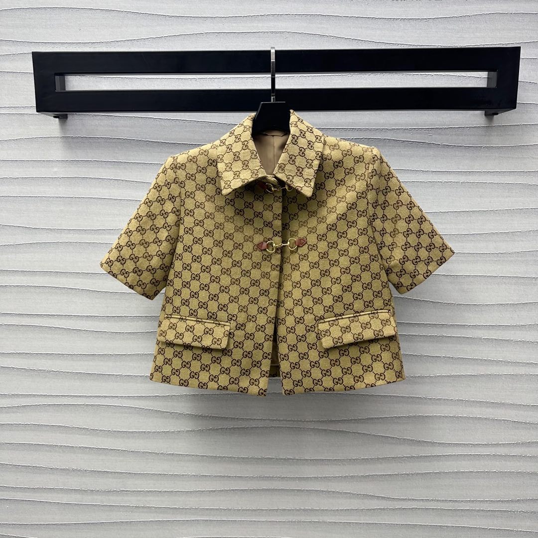 G style Jacquard lapel short-sleeved jacket