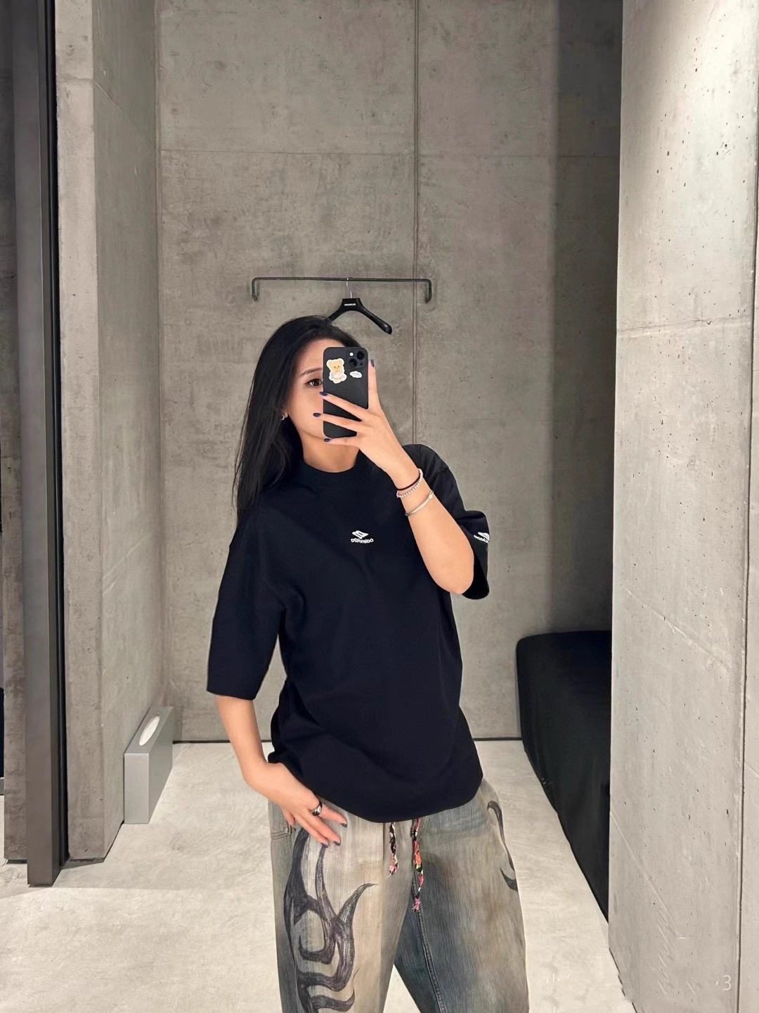 B style Logo embroidered crew neck short sleeves