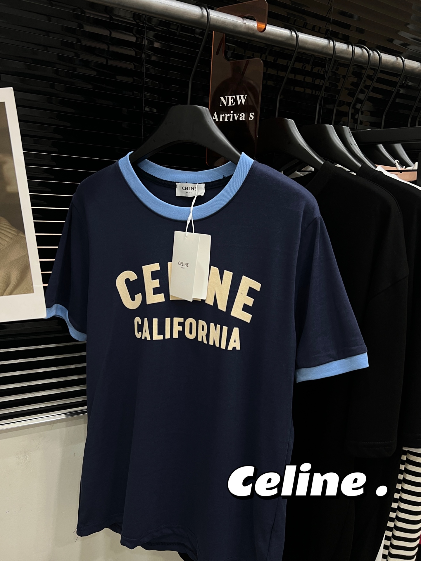 C style Flocked letter short sleeves