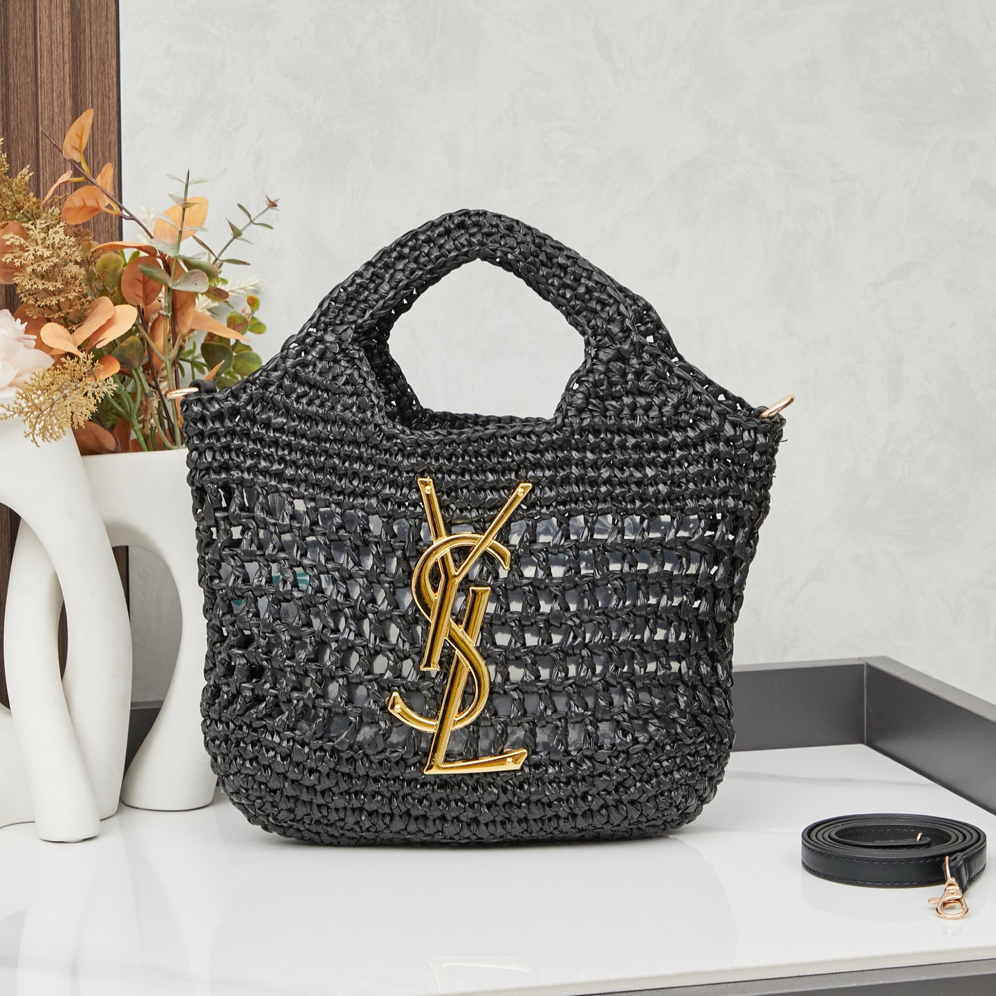 Y style Madagascar raffia bag