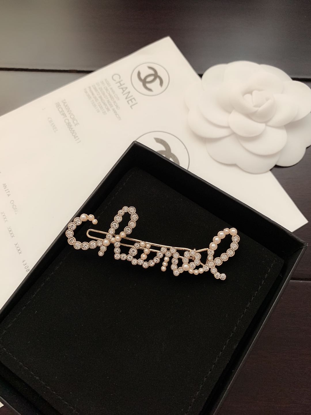 C style Letter Diamond Pearl Hairpin