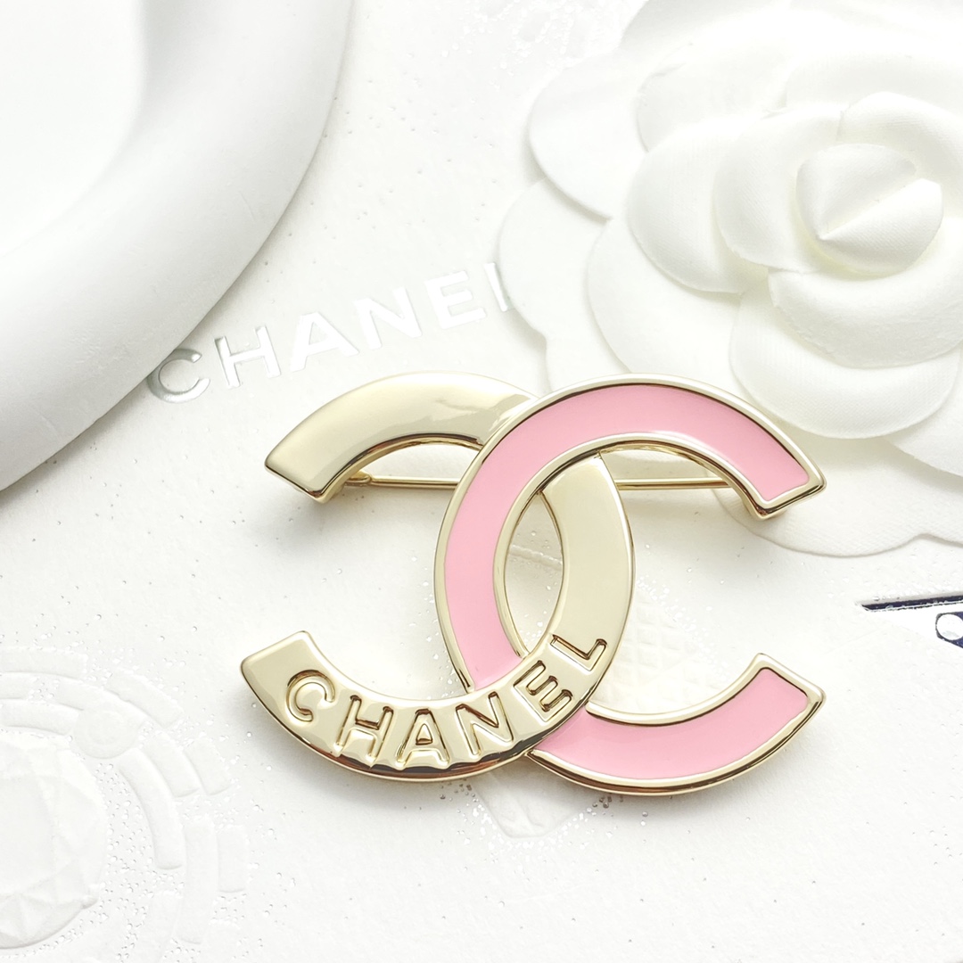 C style Enamel patchwork double c brooch