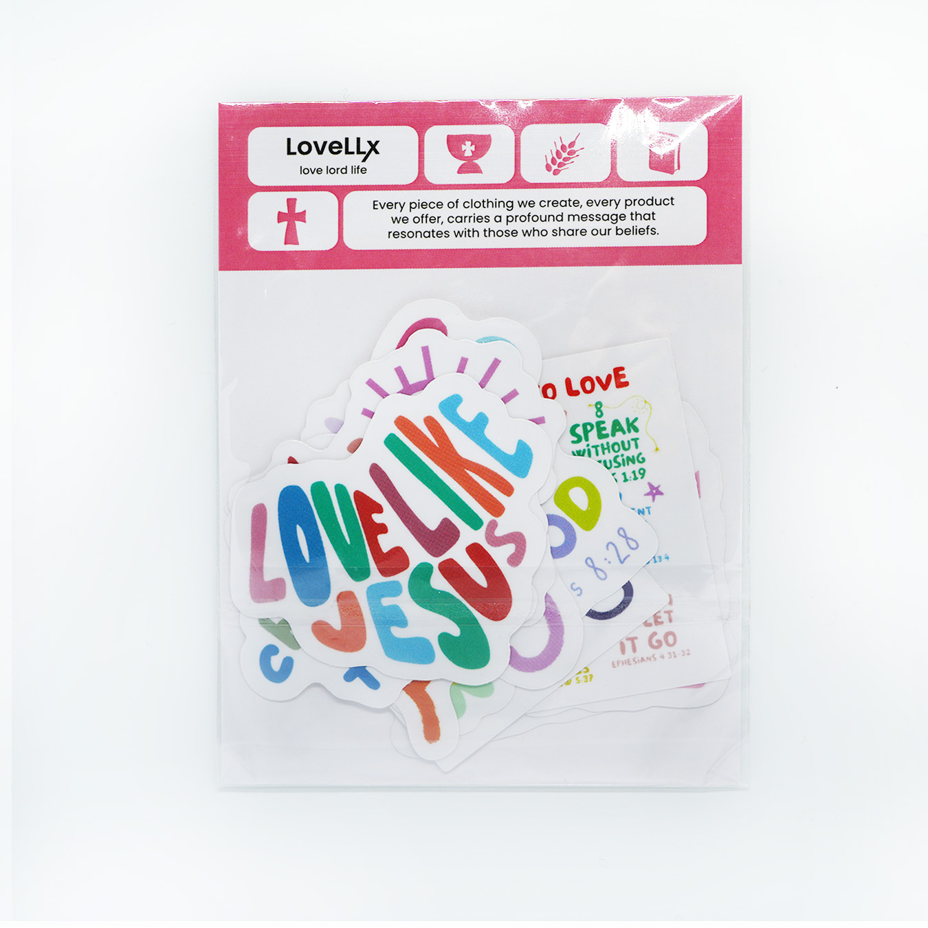 Rainbow Faith Joy Christian 10 PACK STICKERS