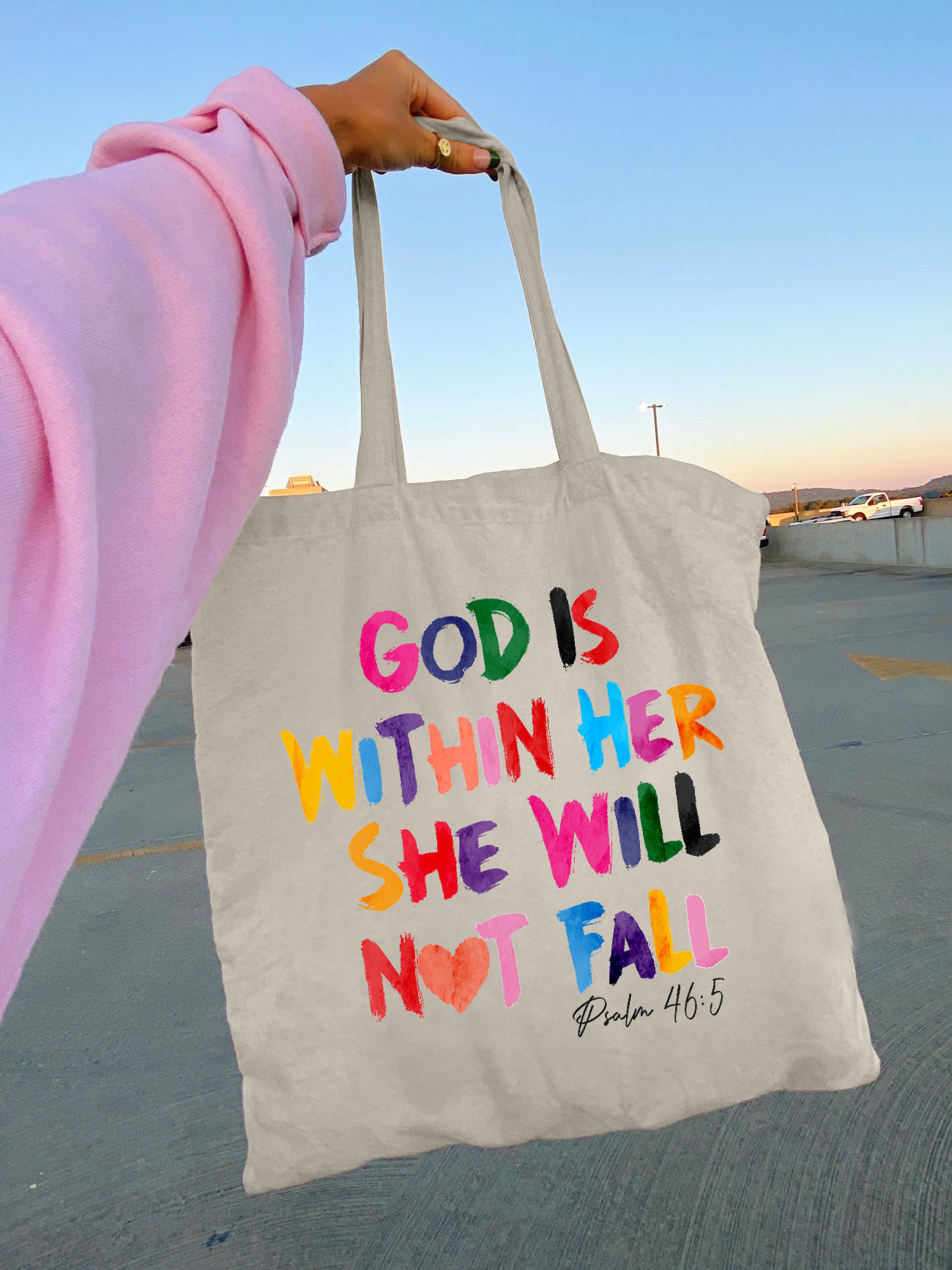 God Is Within her She Will Not fall Tote Bag God Is Within her She Will Not fall Tote Bag