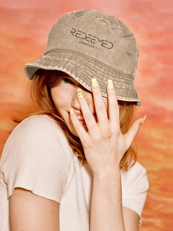 Redeemed Ephesians 1:7 Unisex Washed Bucket Hat-LOVELLX