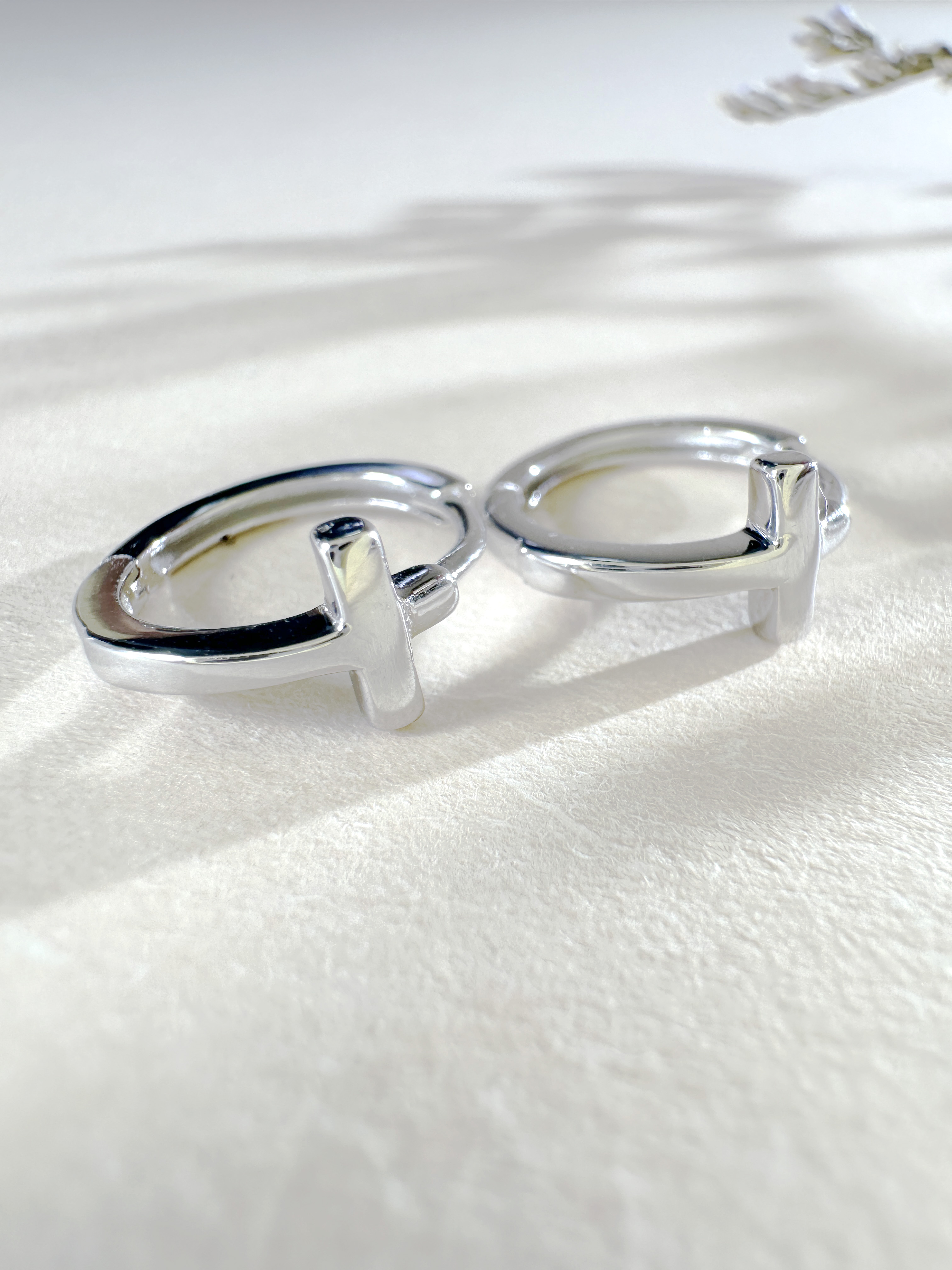 925 Silver Cross Hoop Earrings