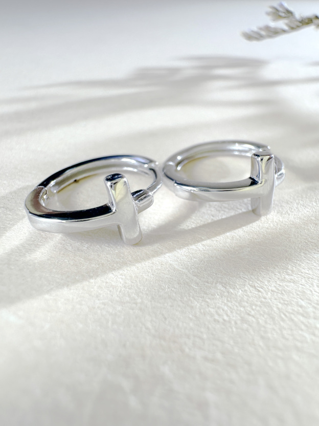 925 Silver Cross Hoop Earrings