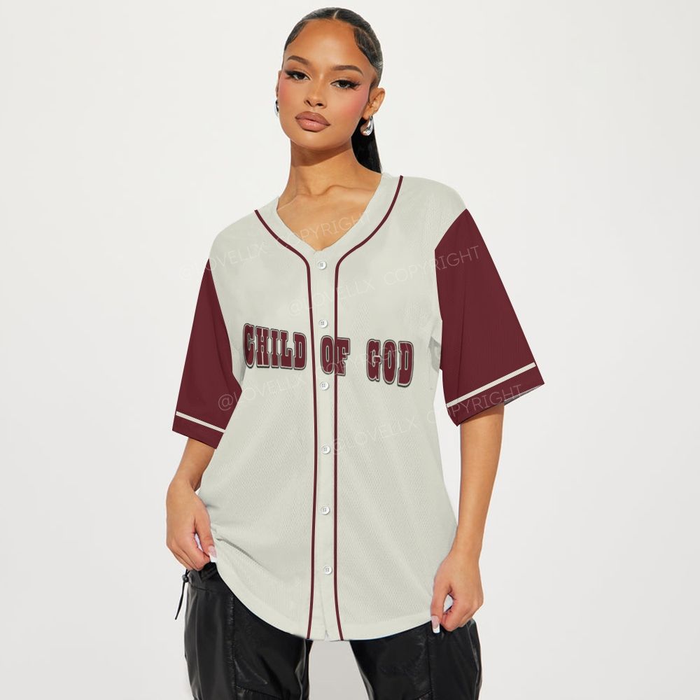 Child Of God Full-Button Short Sleeve Mesh Baseball Jersey