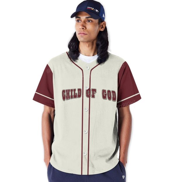Child Of God Full-Button Short Sleeve Mesh Baseball Jersey