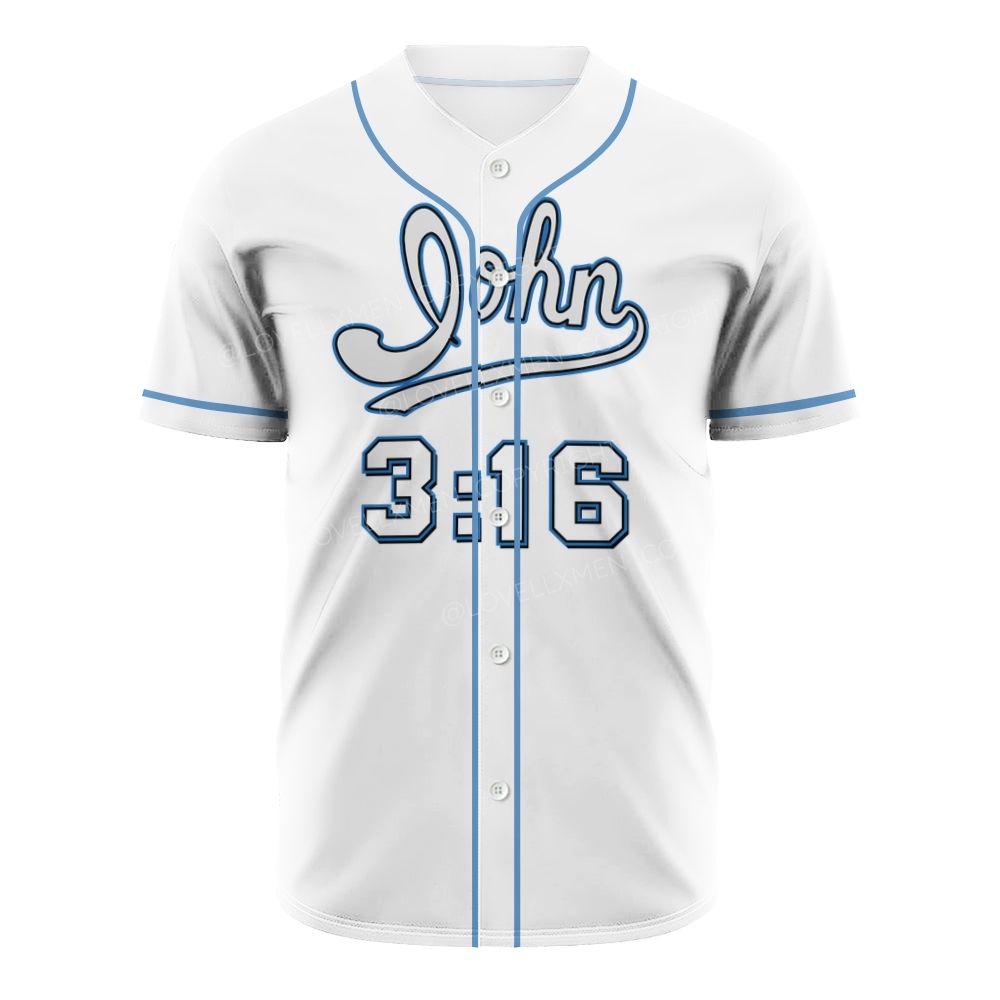 John 3:16 Full-Button Short Sleeve Mesh Baseball Jersey