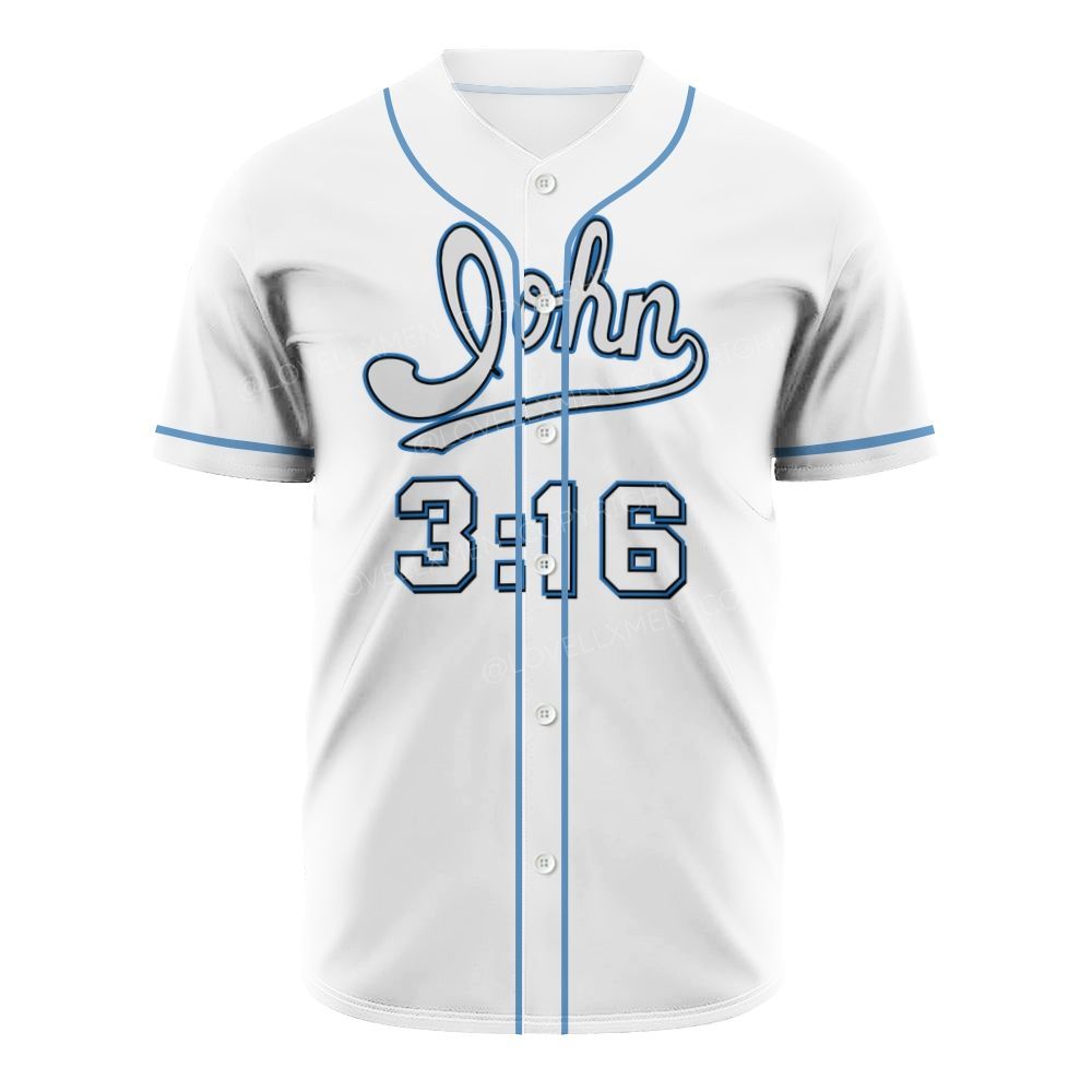 John 3:16 Full-Button Short Sleeve Mesh Baseball Jersey