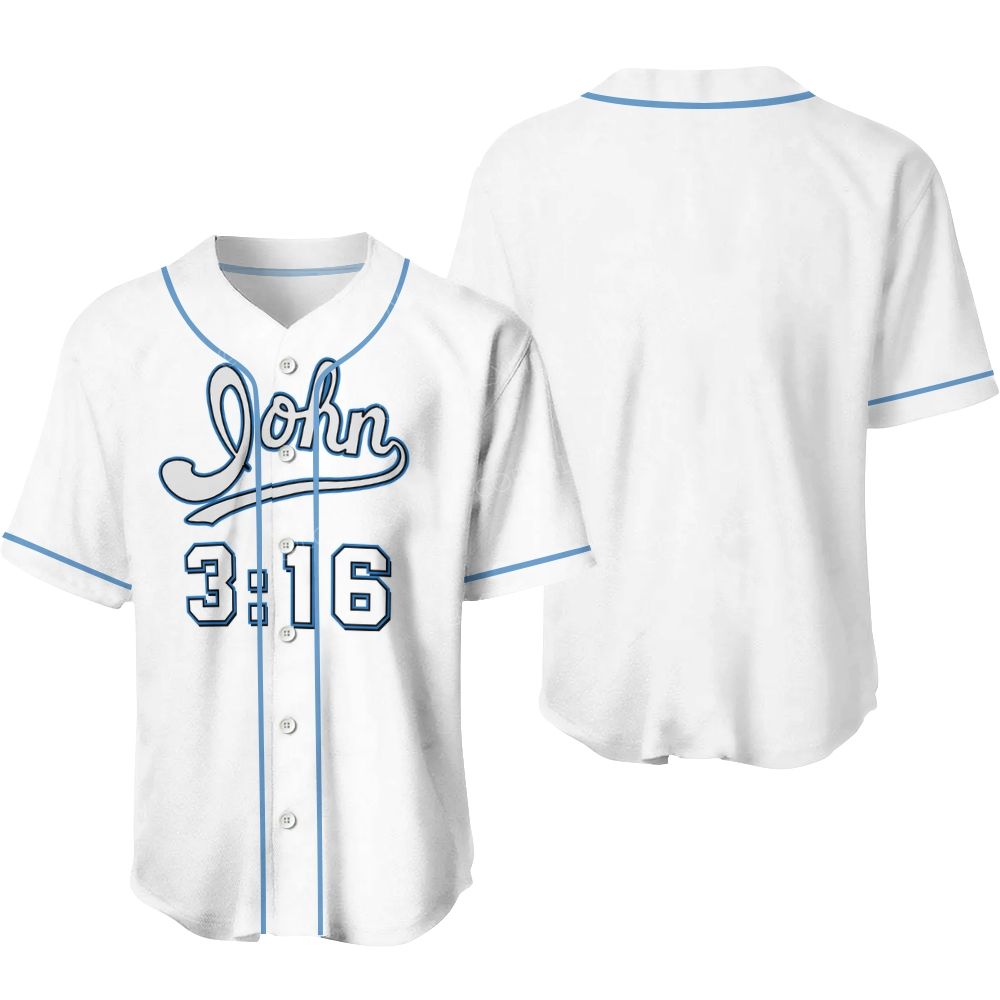 John 3:16 Full-Button Short Sleeve Mesh Baseball Jersey