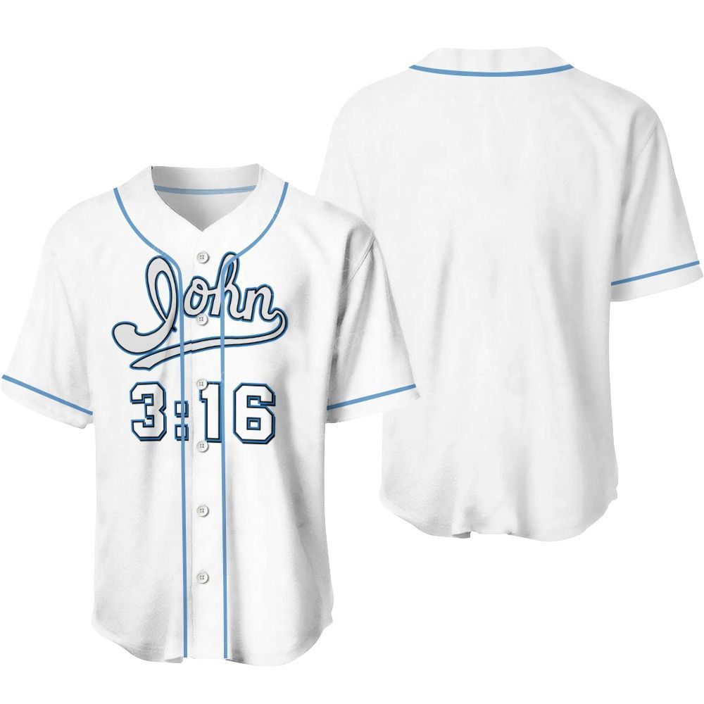 John 3:16 Full-Button Short Sleeve Mesh Baseball Jersey