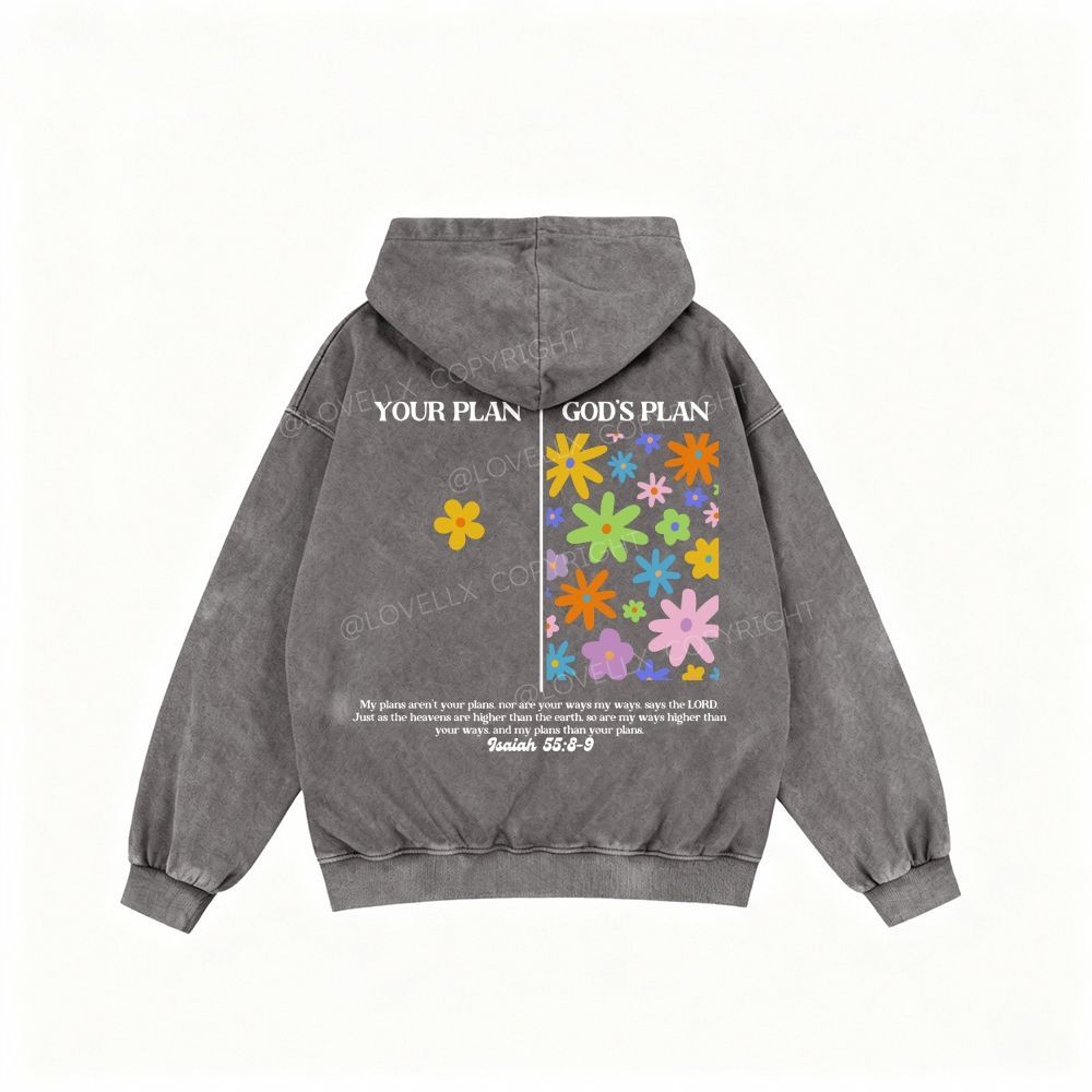 God's Plan Unisex Washed Zip-Up Hoodie