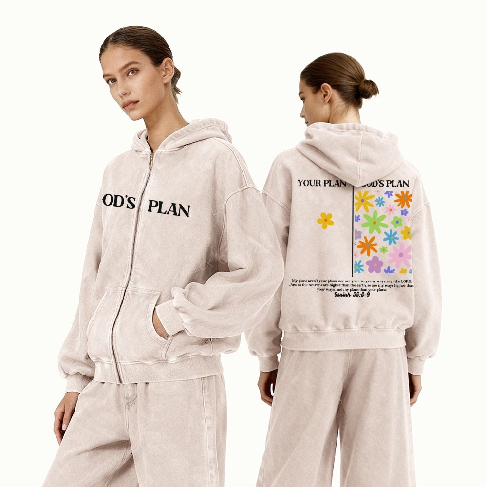 God's Plan Unisex Washed Zip-Up Hoodie