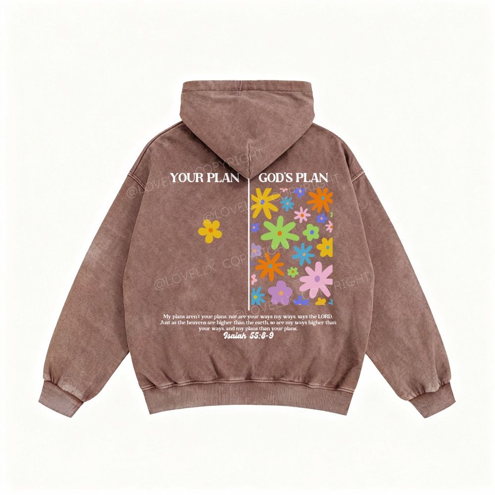 God's Plan Unisex Washed Zip-Up Hoodie