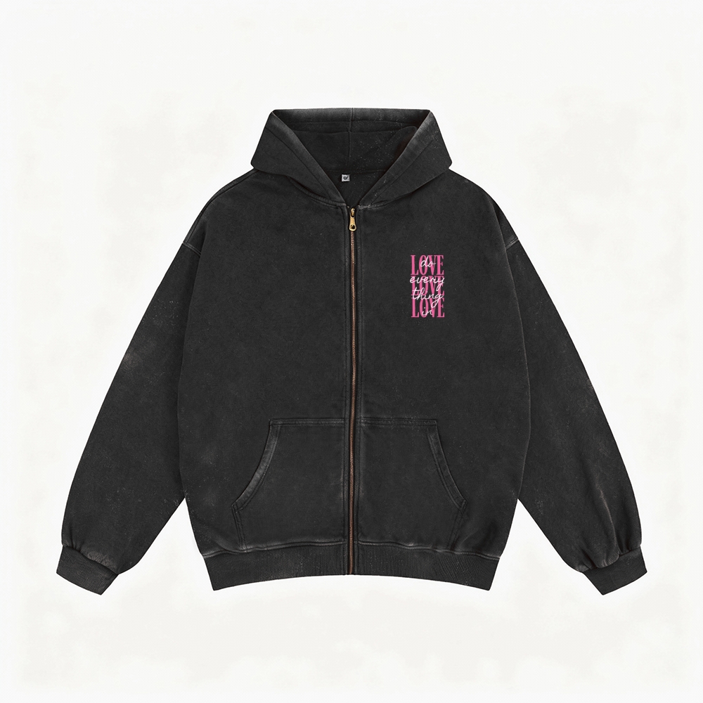 Do Everything In Love Unisex Washed Zip-Up Hoodie – LOVELLX