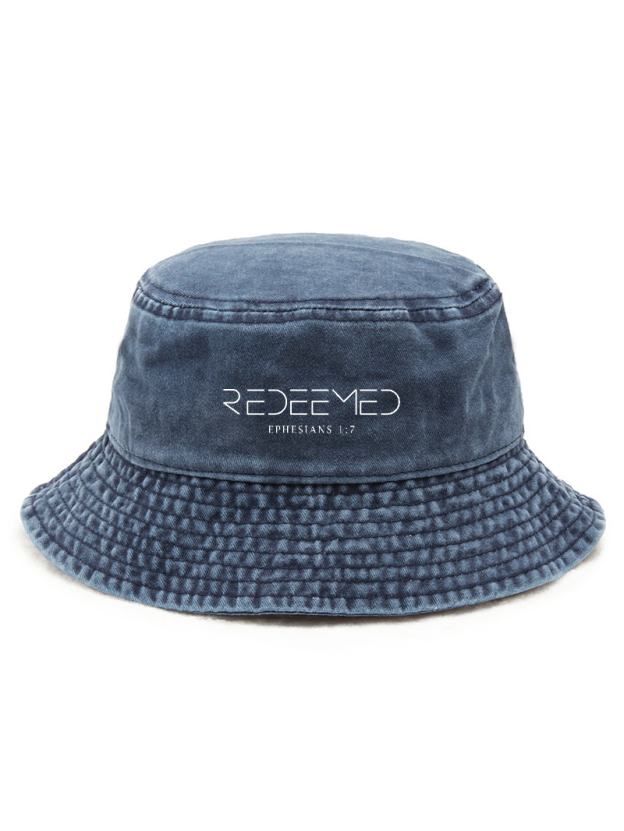 Redeemed Ephesians 1:7 Unisex Washed Bucket Hat-LOVELLX