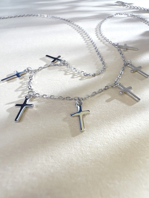 925 Silver Multi Cross Necklace