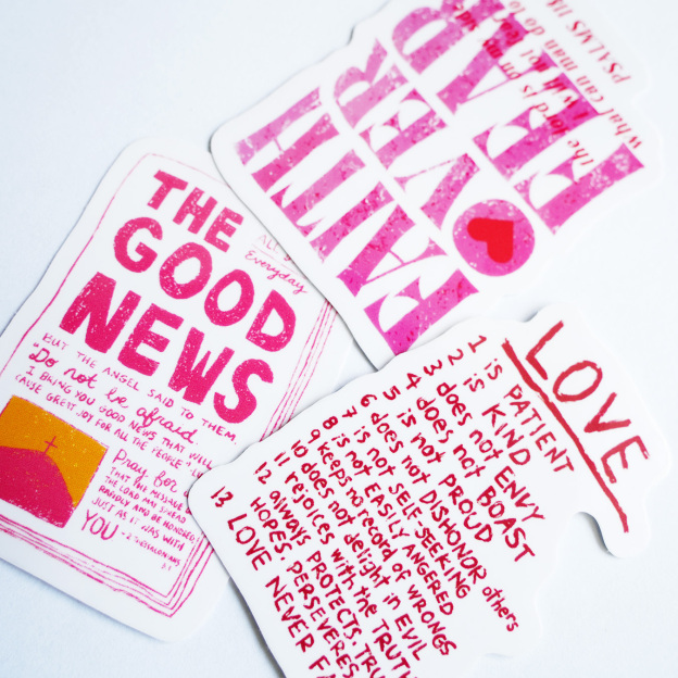 Soft Pink Faith Christian 10 PACK STICKERS