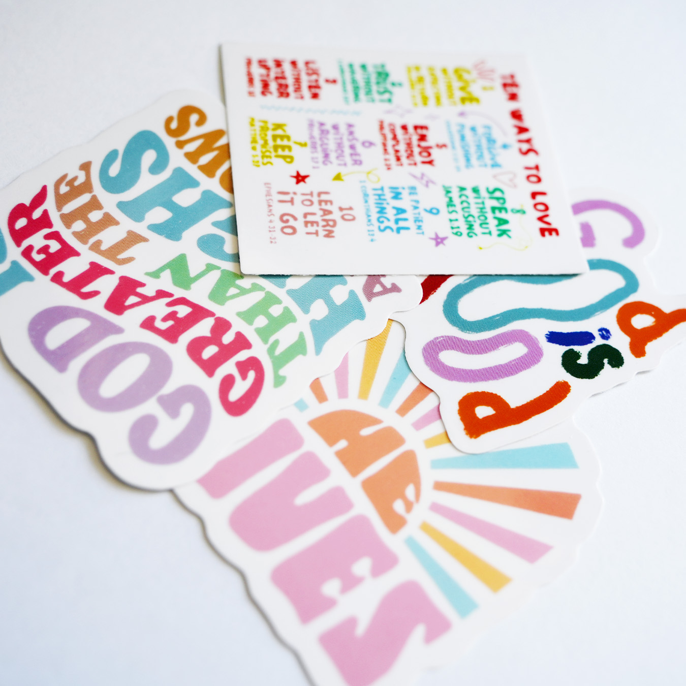 Rainbow Faith Joy Christian 10 PACK STICKERS