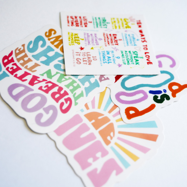 Rainbow Faith Joy Christian 10 PACK STICKERS