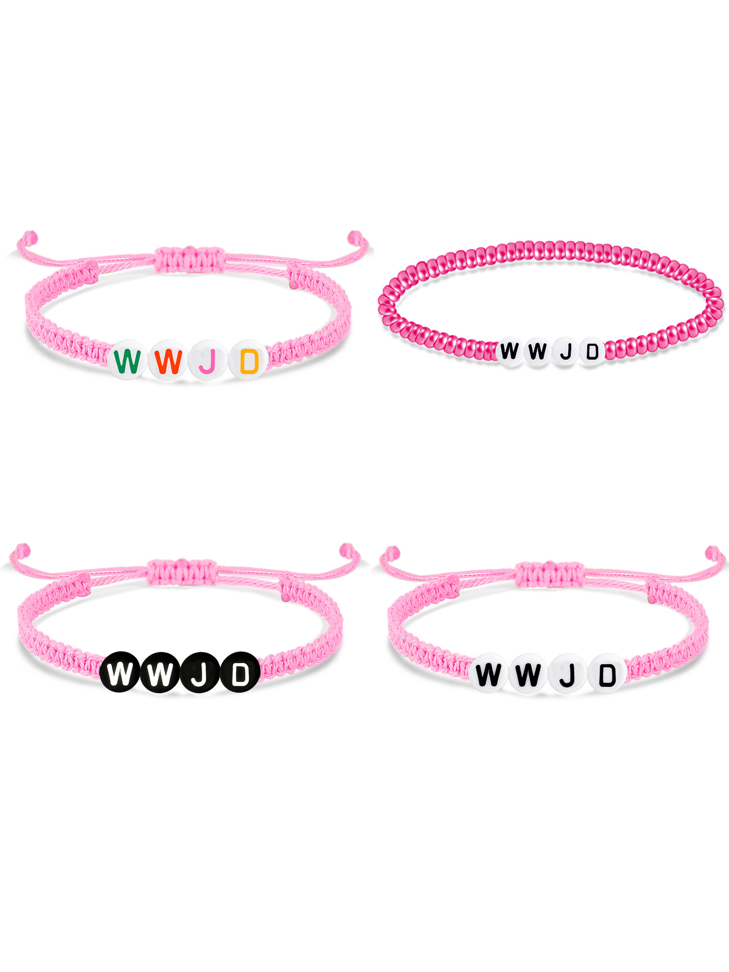 WWJD Letter Braided Bracelet Elastic Bracelet Set-LOVELLX