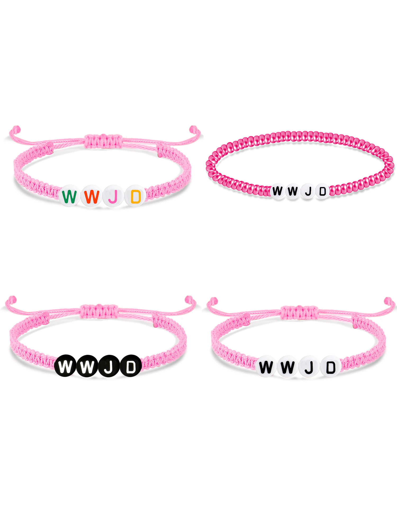 WWJD Letter Braided Bracelet Elastic Bracelet Set-LOVELLX
