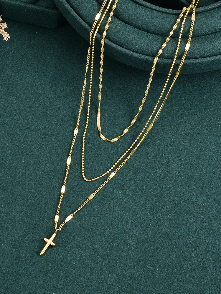 Cross Stacked 18k Gold Filled Necklace