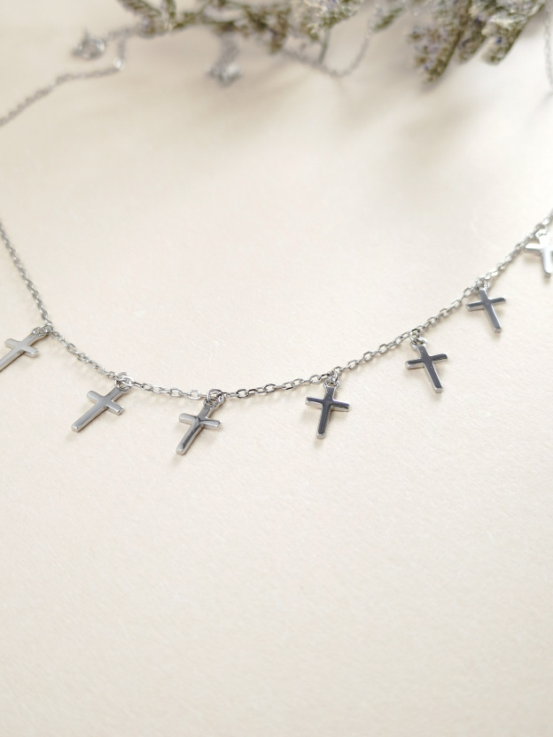 925 Silver Multi Cross Necklace