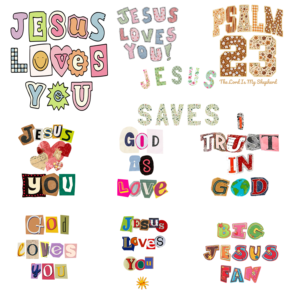 Collage Faith Typography Christian 10 PACK STICKERS