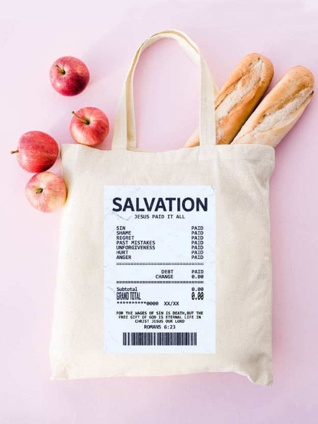 Salvation Jesus Paid It All. Canvas Tote Bag-LOVELLX