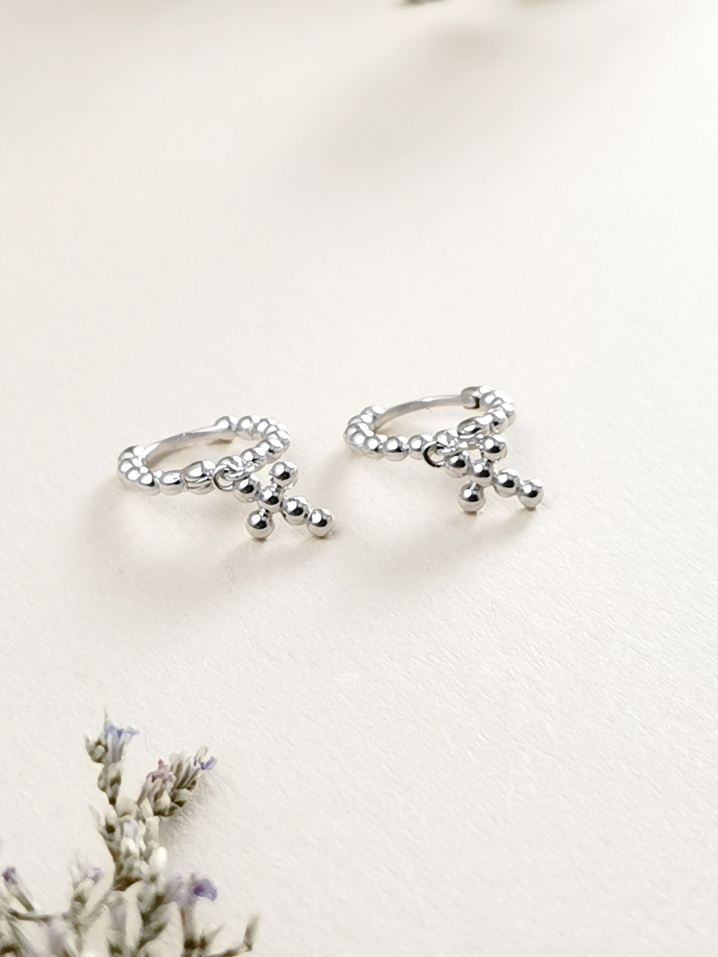 925 Silver Cross Beads Earrings