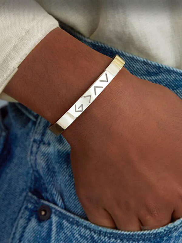 God Is Greater Than the Highs and Lows Stainless Steel Cuff Bracelet-LOVELLX