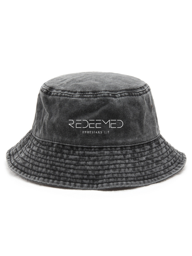 Redeemed Ephesians 1:7 Unisex Washed Bucket Hat-LOVELLX
