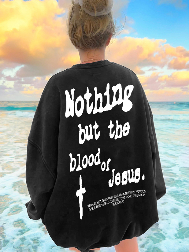 Nothing But Blood Of Jesus  Unisex Washed Long Sleeve T-Shirt-LOVELLX