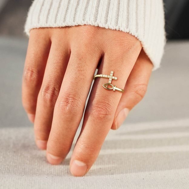 God Jesus Fish And Cross Ring [PRE-SALE]