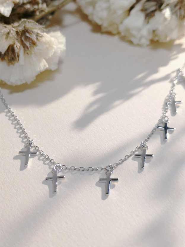 925 Silver Multi Cross Necklace