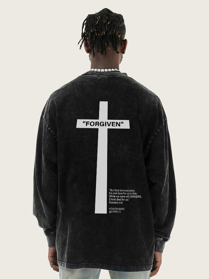 Forgiven Unisex Washed Long Sleeve T-Shirt-LOVELLX
