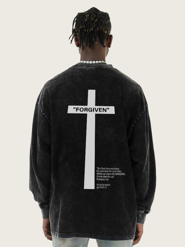 Forgiven Unisex Washed Long Sleeve T-Shirt-LOVELLX